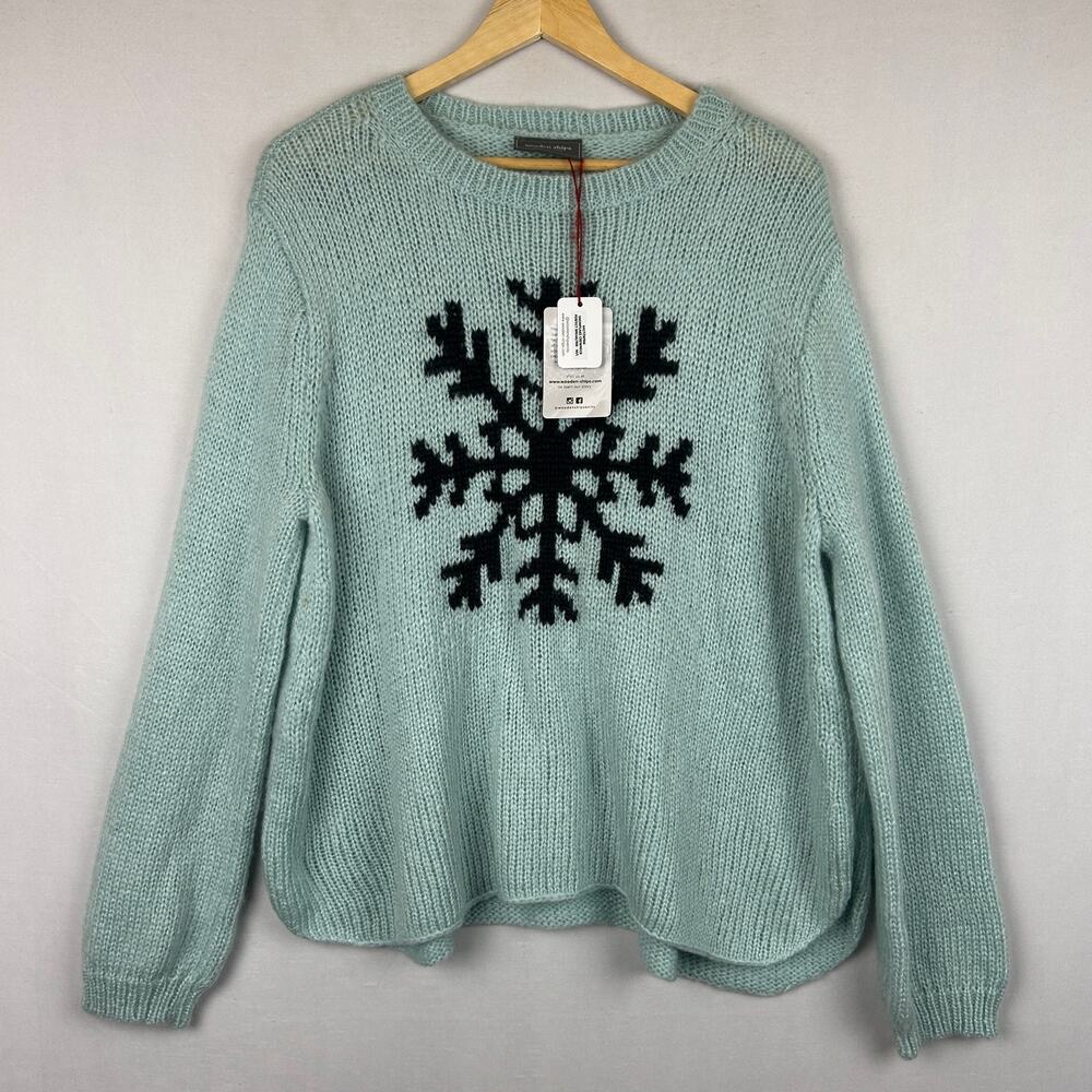 Wooden Ships Snowflake Crewneck Sweater Knit Wool Mohair Women's Size M/L